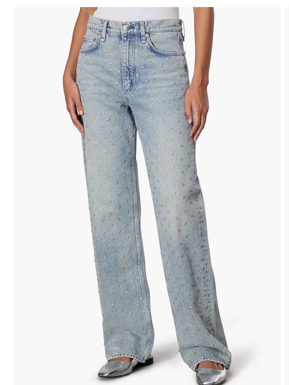 Rag & Bone Shea Studded High Waist Straight Jeans